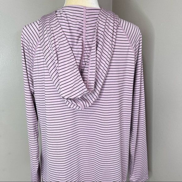 Skechers Women Stripped hoodie Long sleeves Sz L Pink With Black - Picture 11 of 14